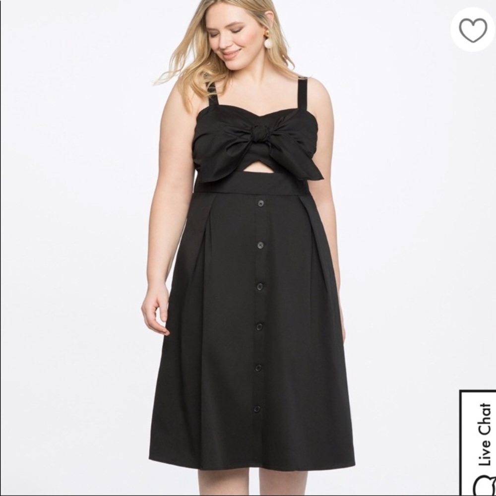 Eloquii tie front cut out strappy button up midi